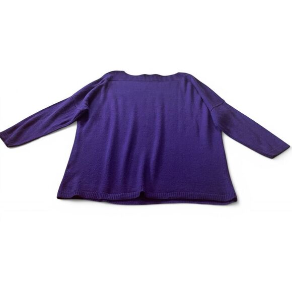 Coldwater Creek Purple Wool Blend Boatneck Cropped Sleeve Sweater Size 10-12 /M - Picture 2 of 6